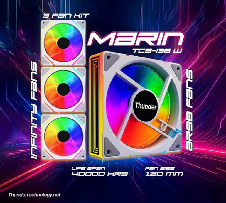 Thunder Case Fan Marin TCS-136 ARGB Kit - 3 Fans Thunder Case Fan Marin TCS-136 ARGB Kit - 3 Fans